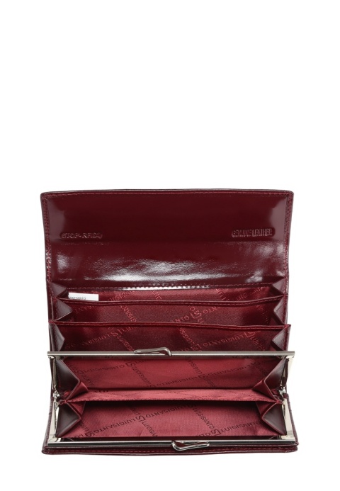 Portfel damski LUIGISANTO YL60 bordowy lakierowany