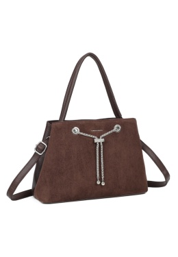 Modny kuferek damski LUIGISANTO RZ6938-1 coffee z zamszem