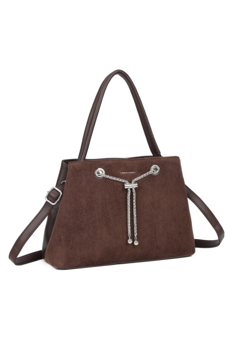 Modny kuferek damski LUIGISANTO RZ6938-1 coffee z zamszem