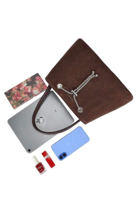 Modny kuferek damski LUIGISANTO RZ6938-1 coffee z zamszem
