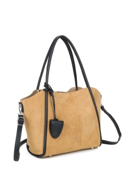 Modna duża shopperka Luigisanto JL26888 khaki zamszowa