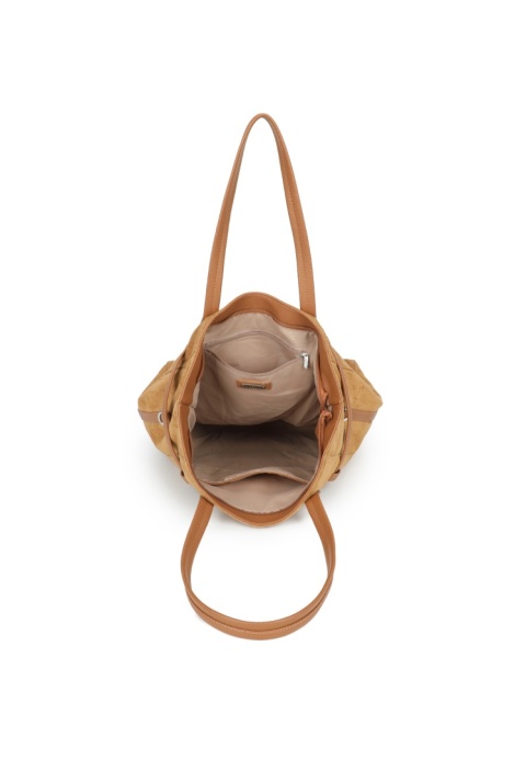 Modna duża zamszowa shopperka w kolorze khaki RX259242-5