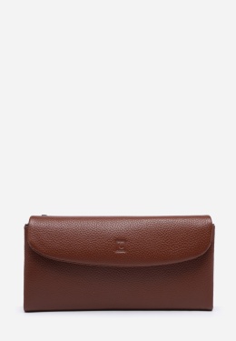 Portfel damski LUIGISANTO skórzany duży pojemny czekoladowy